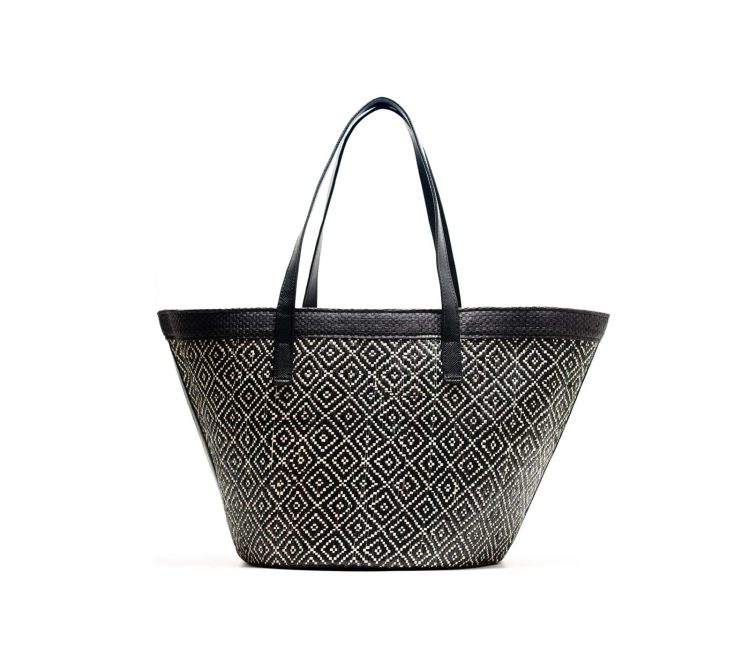 SIRENA RAFFIA TOTE BAG - BLACK DIAMOND